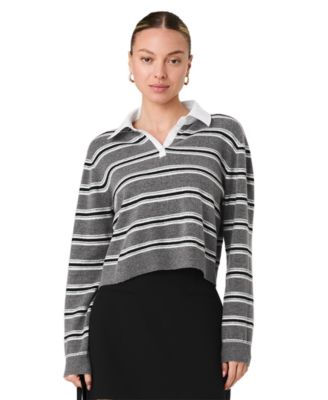 Women's Yulia Knit Campus Oversized Cropped Stripe Sweater 