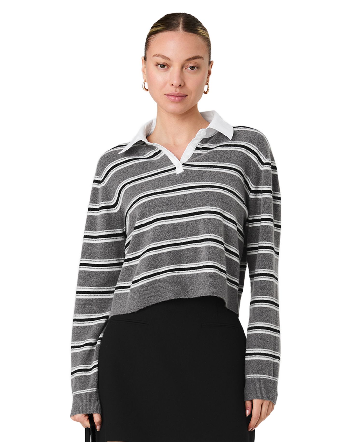 Women's Yulia Knit Campus Oversized Cropped Stripe Sweater