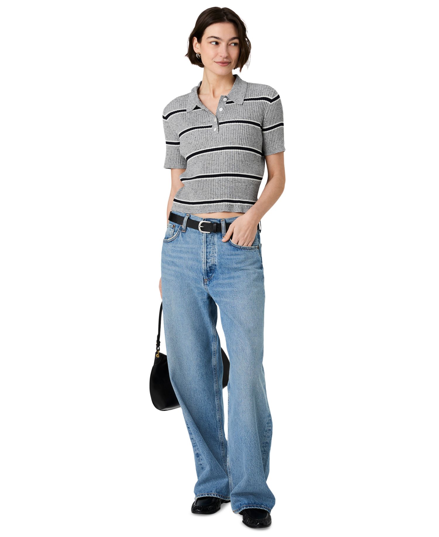 Women's Mason Knit Varsity Collared Stripe Sweater