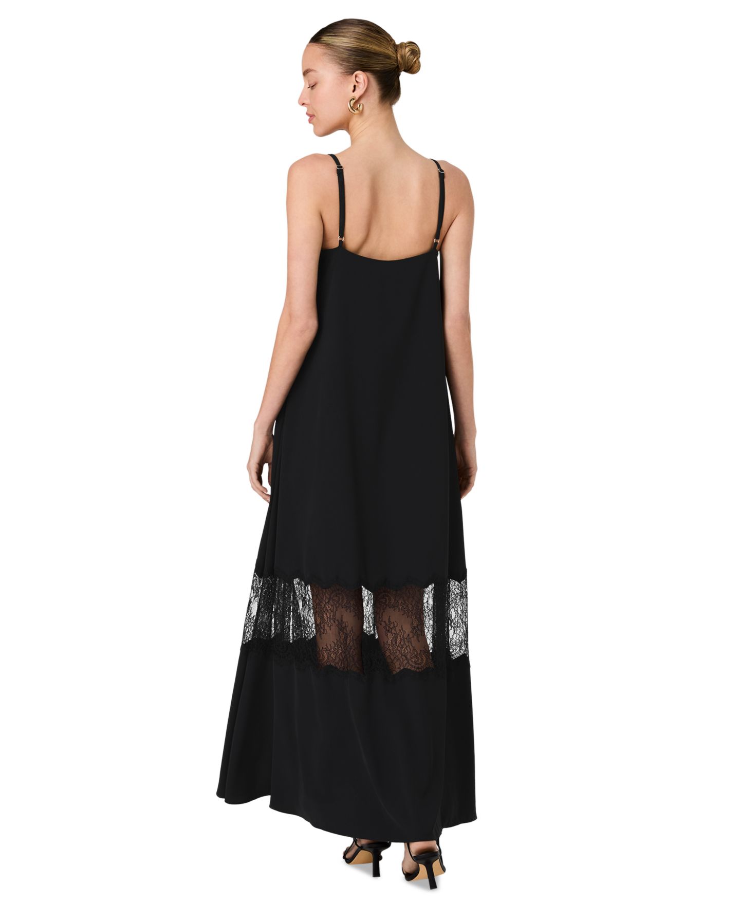 Женское платье French Connection Quinn Crepe Lace Sleeveless Maxi, цвет: Чёрный — фото 8