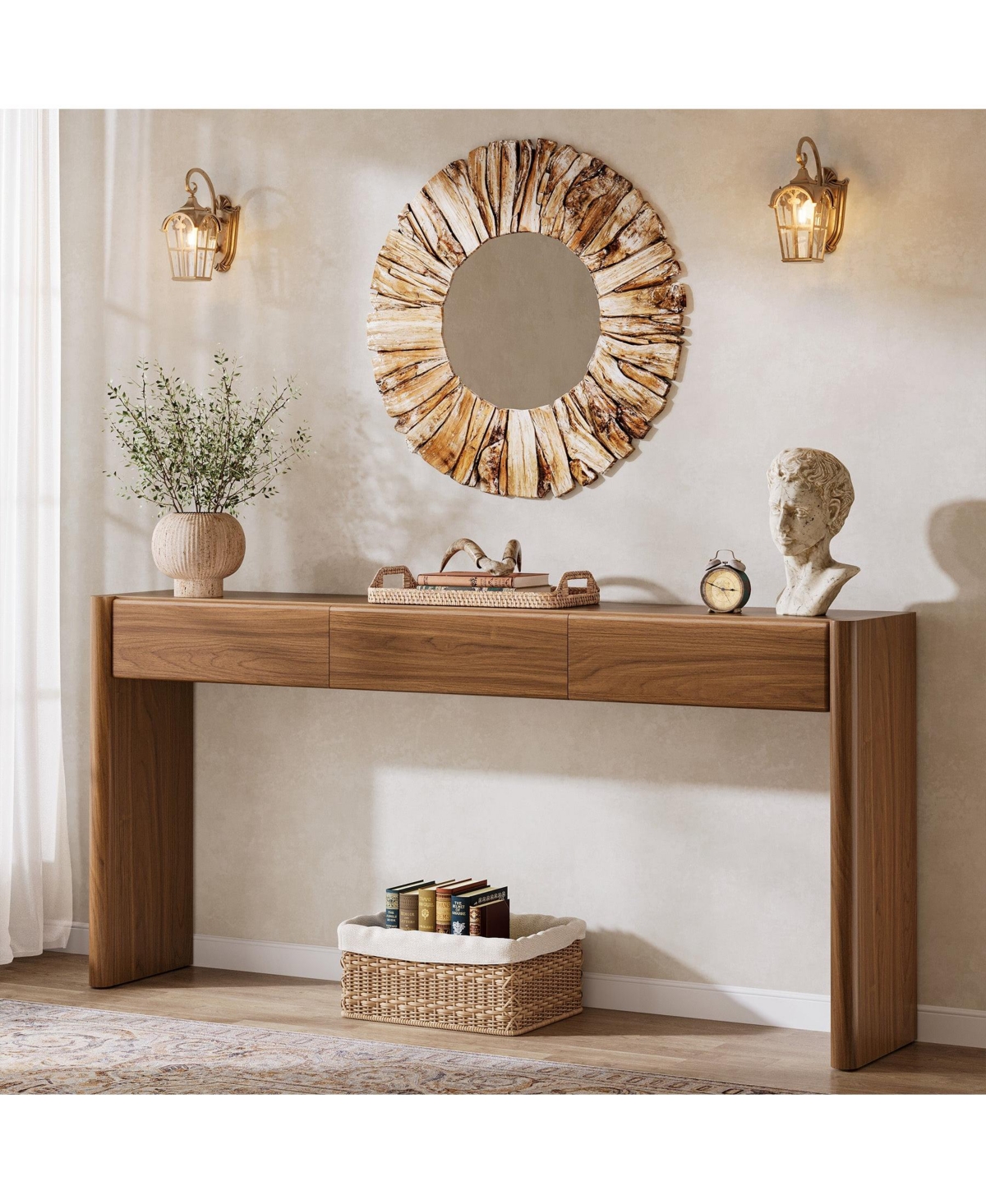 Slickblue Entryway Console Table with 3 Drawers, Wooden Sofa Table