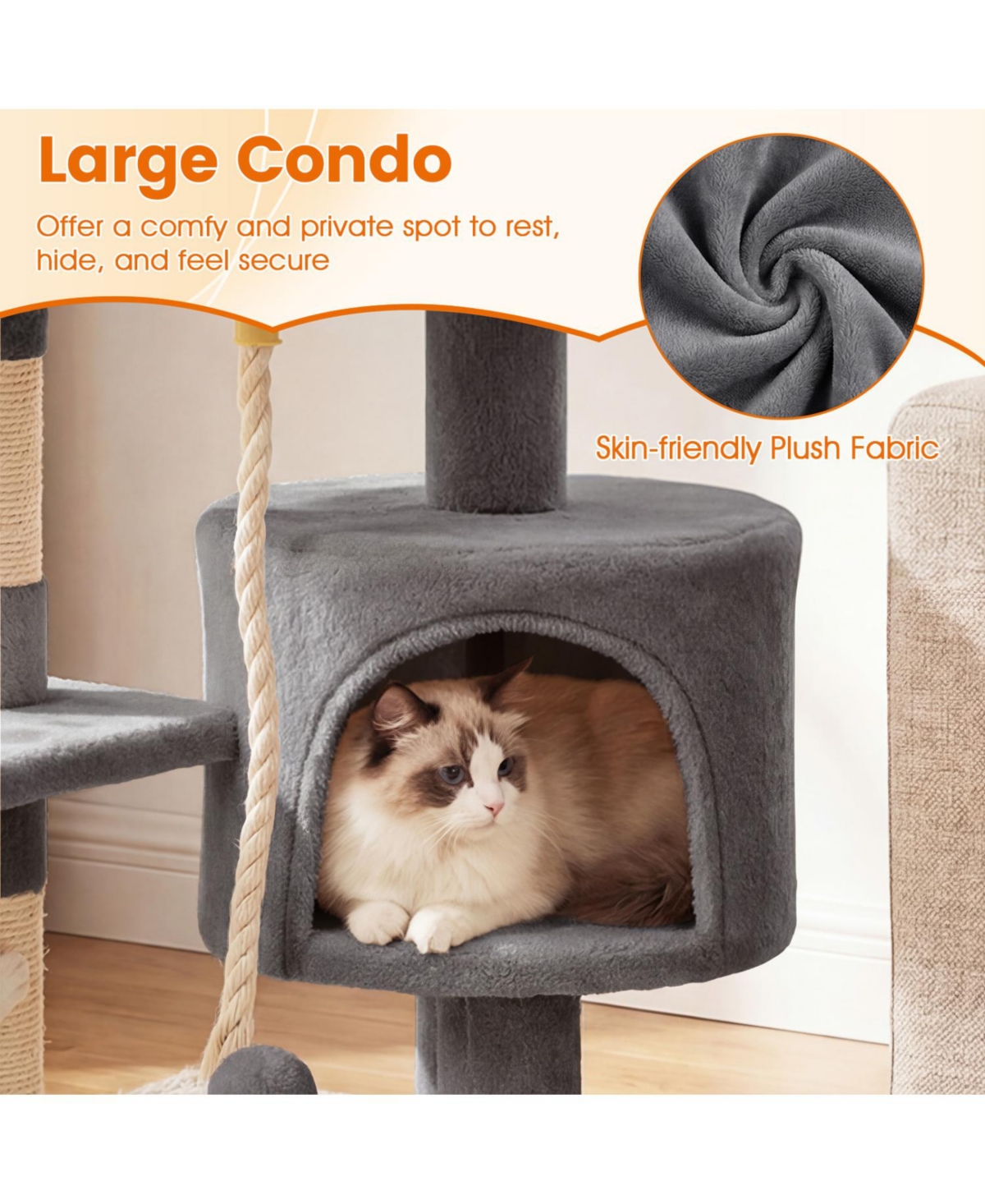 Cozito 36 inch Tall Kitten Tower with Condo and Plush Perch