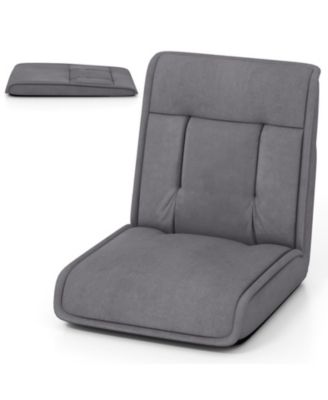 Folding Floor Chair Convertible Lazy Lounger with Suede Surface