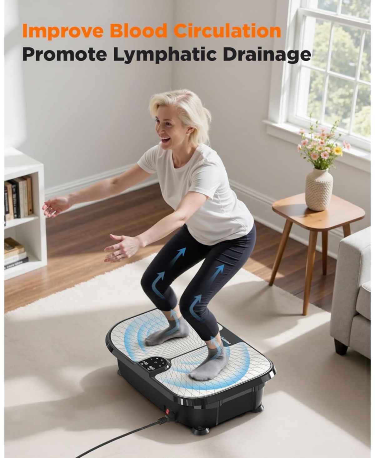 Fed Fitness Vibration Plate Exercise Machine, 400 Lbs Capacity, Lymphatic Drainage, Max Space for Whole-Body Workout and Relaxation at Home