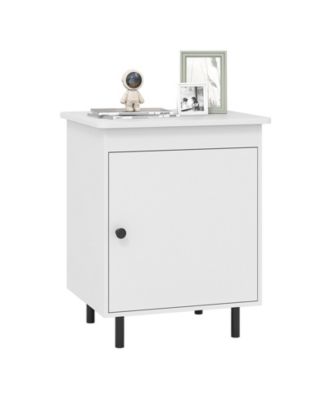 Nightstand Mid Century Modern End Table with Door Heavy-Duty Metal Legs for Bedroom