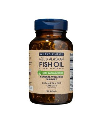 Wild Alaskan Fish Oil Minis - 630mg EPA and DHA Omega-3 for Adults and Kids - 180 Mini Softgels (90 Servings)