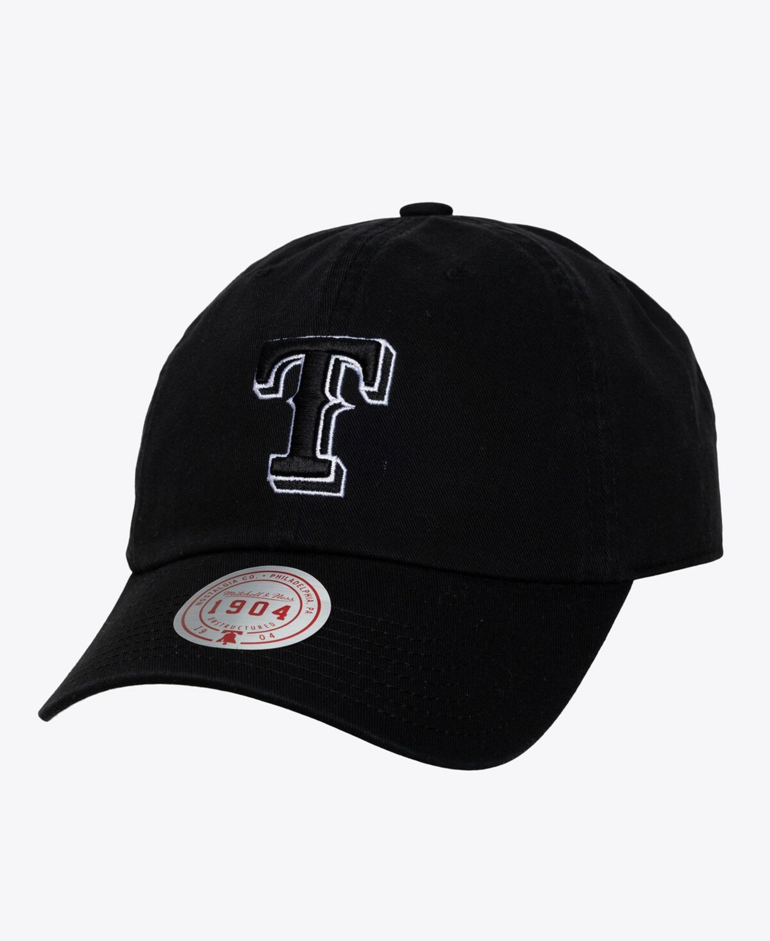 Men's and Women's Black White Texas Rangers 1904 Strapback Adjustable Hat