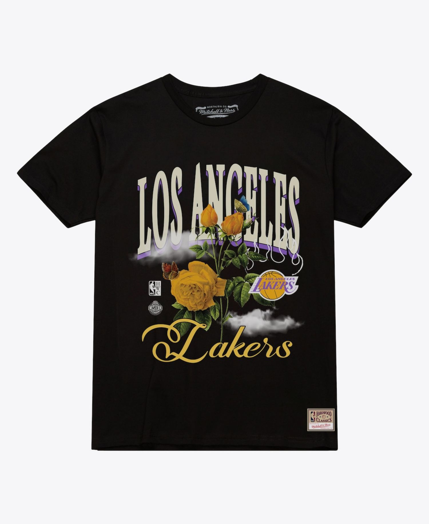 Men's and Women's Black Los Angeles Lakers Floral Graphic T-Shirt