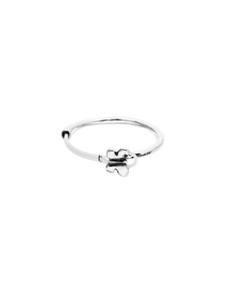 Sterling Silver Leather Threat and Butterfly Semi-Rigid Bracelet