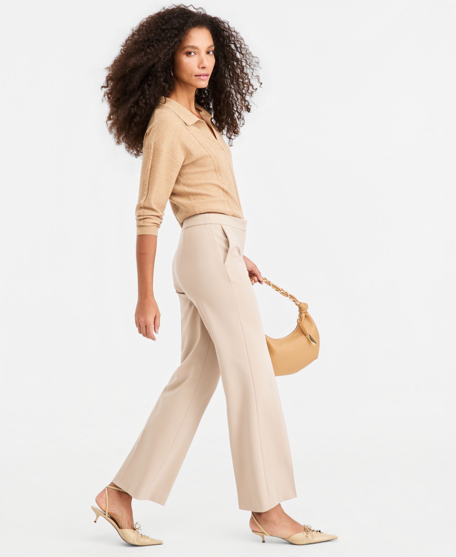 Women's Wide-Leg High-Waisted Stretch Pants