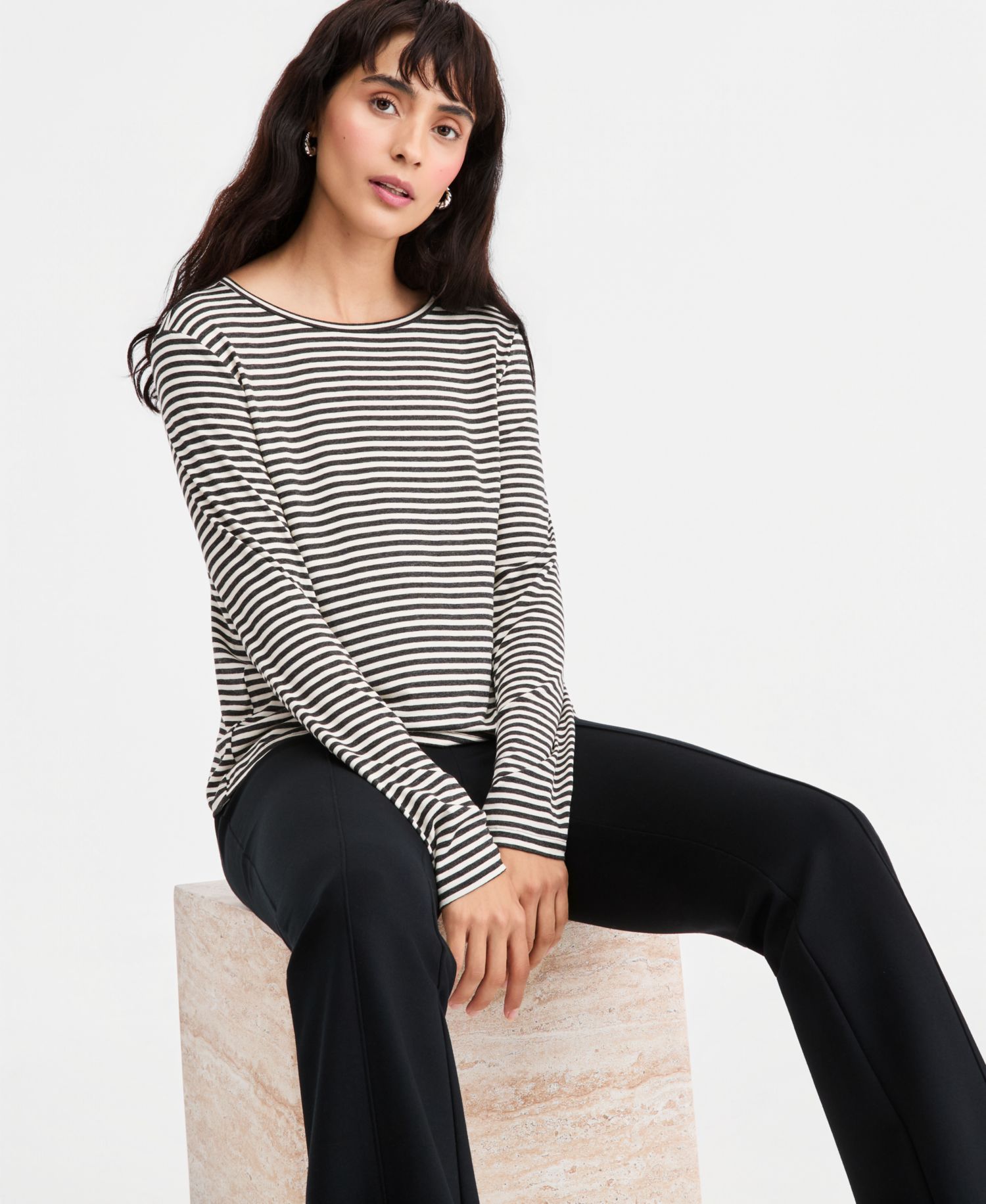 Women's Emmmora Striped Three-Quarter-Sleeve T-Shirt