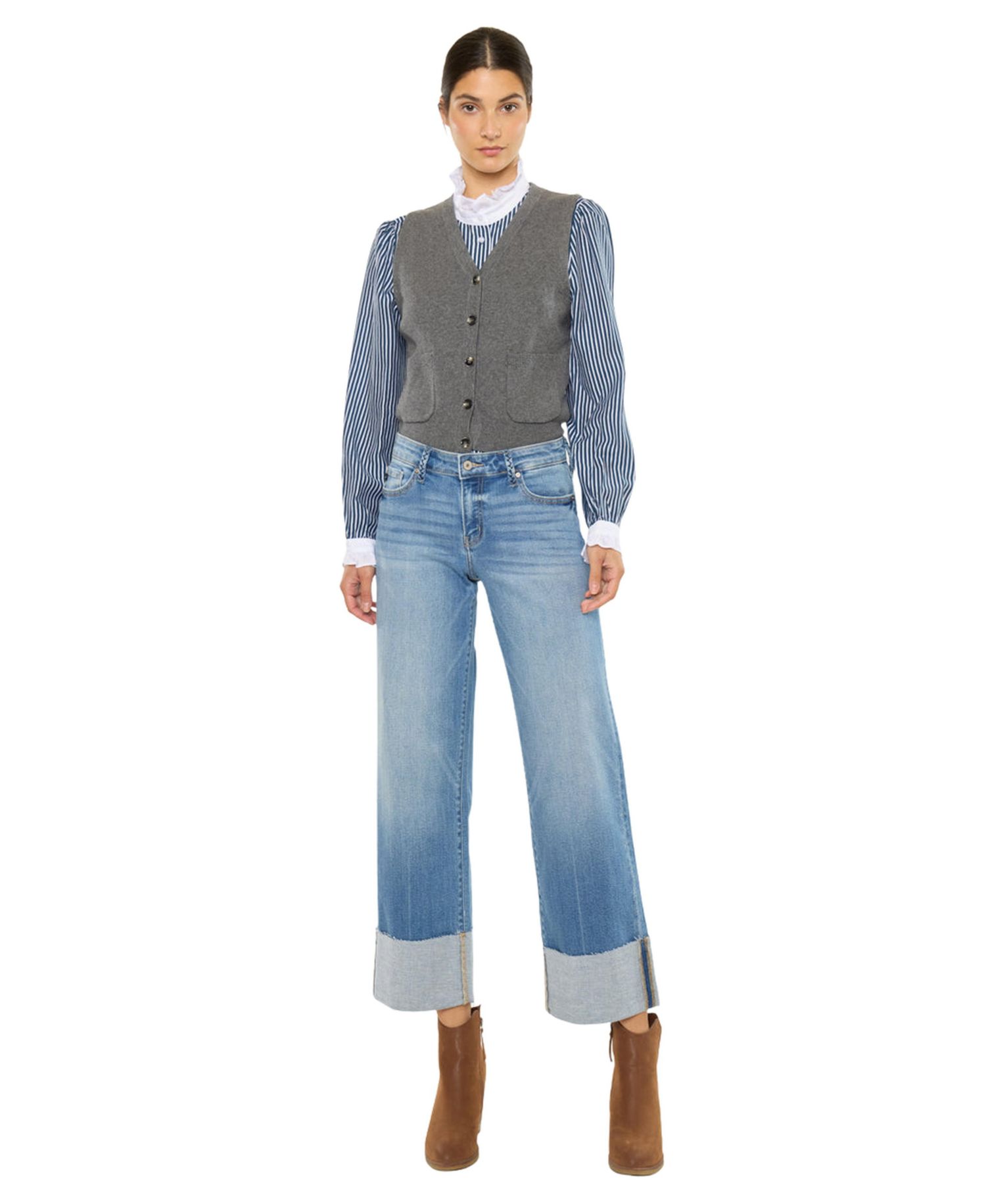 Women's Kenny Mid Rise Crop Wide-Leg Jeans