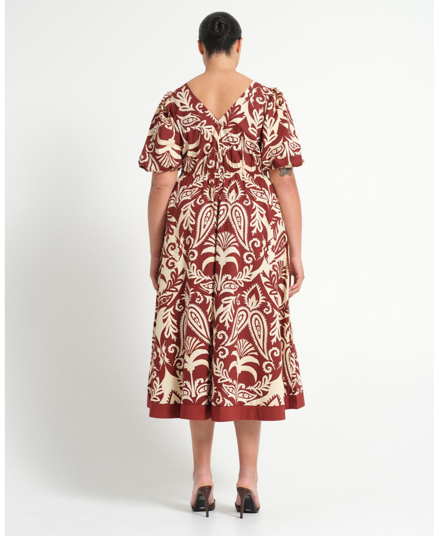 Women's Aurela Cotton Print Twist Midi Dress