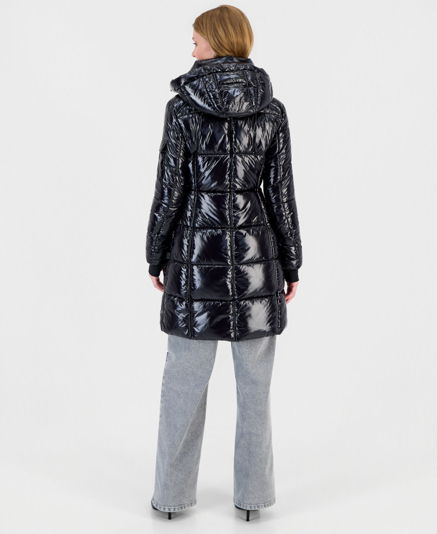 Женская куртка S13 Hooded Thumbhole-Cuff Shine Puffer, цвет: Оникс — фото 5