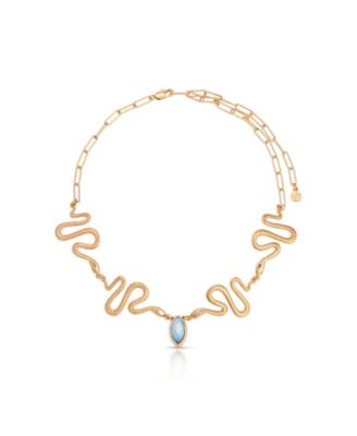 Gold-Plated Imitation Pearl Serpentina Choker Necklace