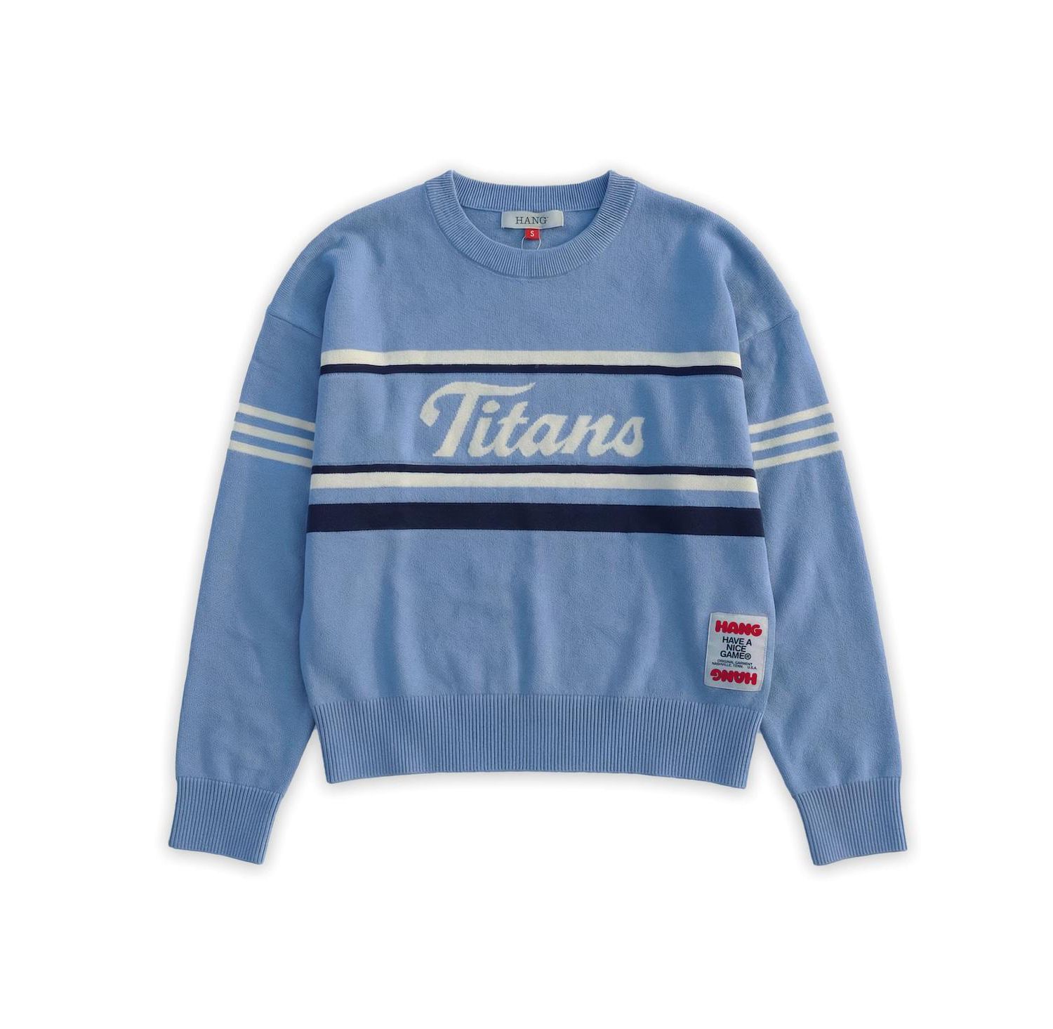 Men's and Women's Light Blue x Tennessee Titans Jacquard Knit Sweater