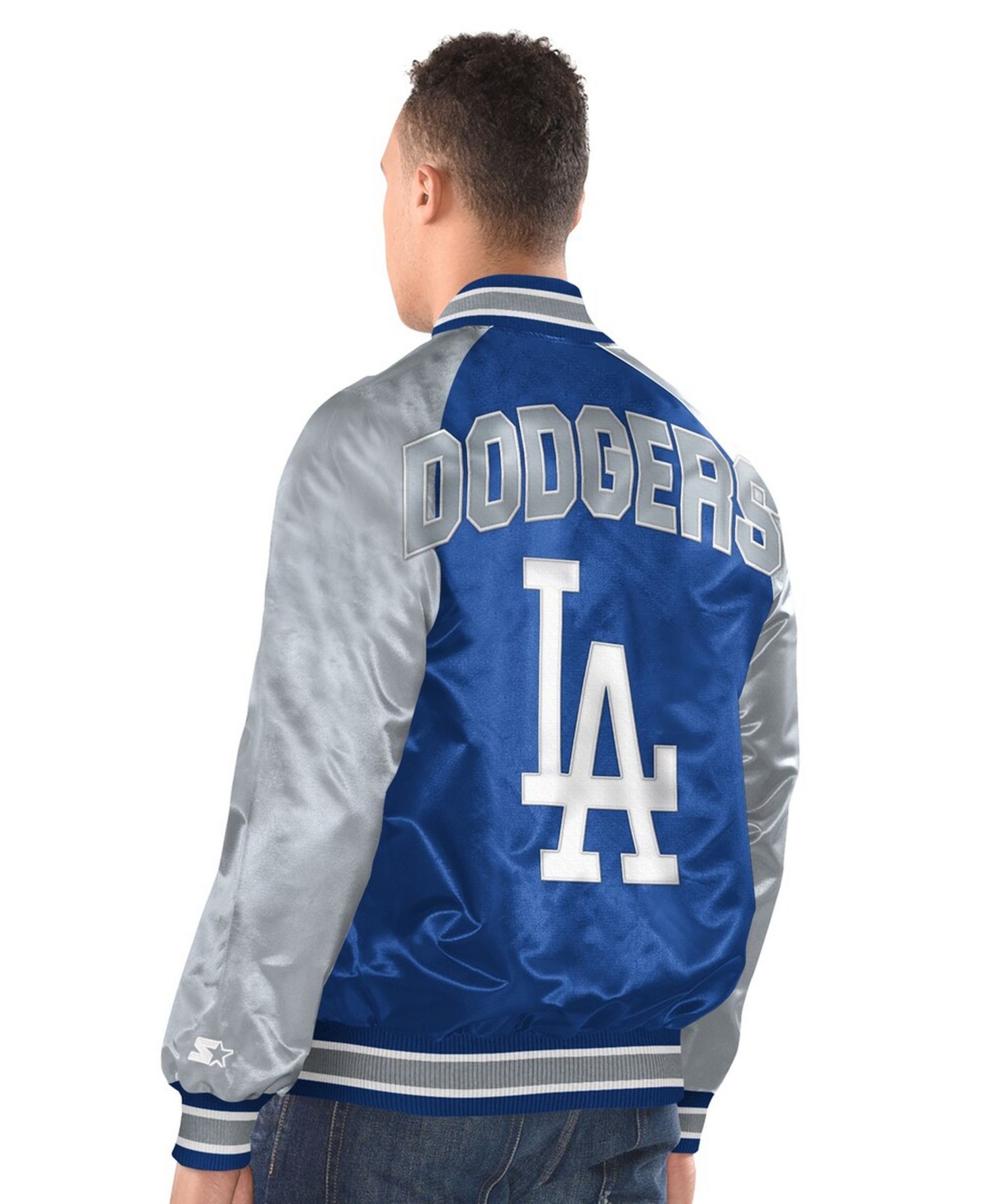 Men's Royal/Gray Los Angeles Dodgers Raglan Blitz Varsity Jacket
