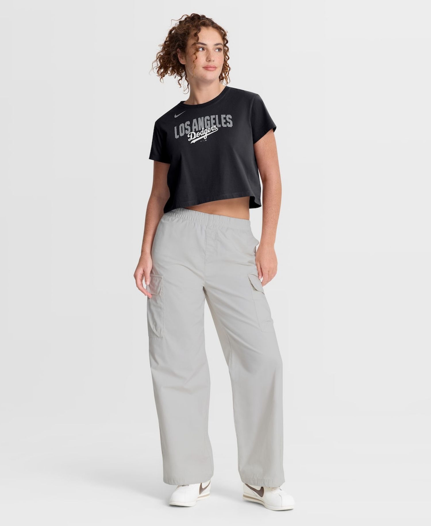 Women's Black Los Angeles Dodgers Mod Cropped T-Shirt