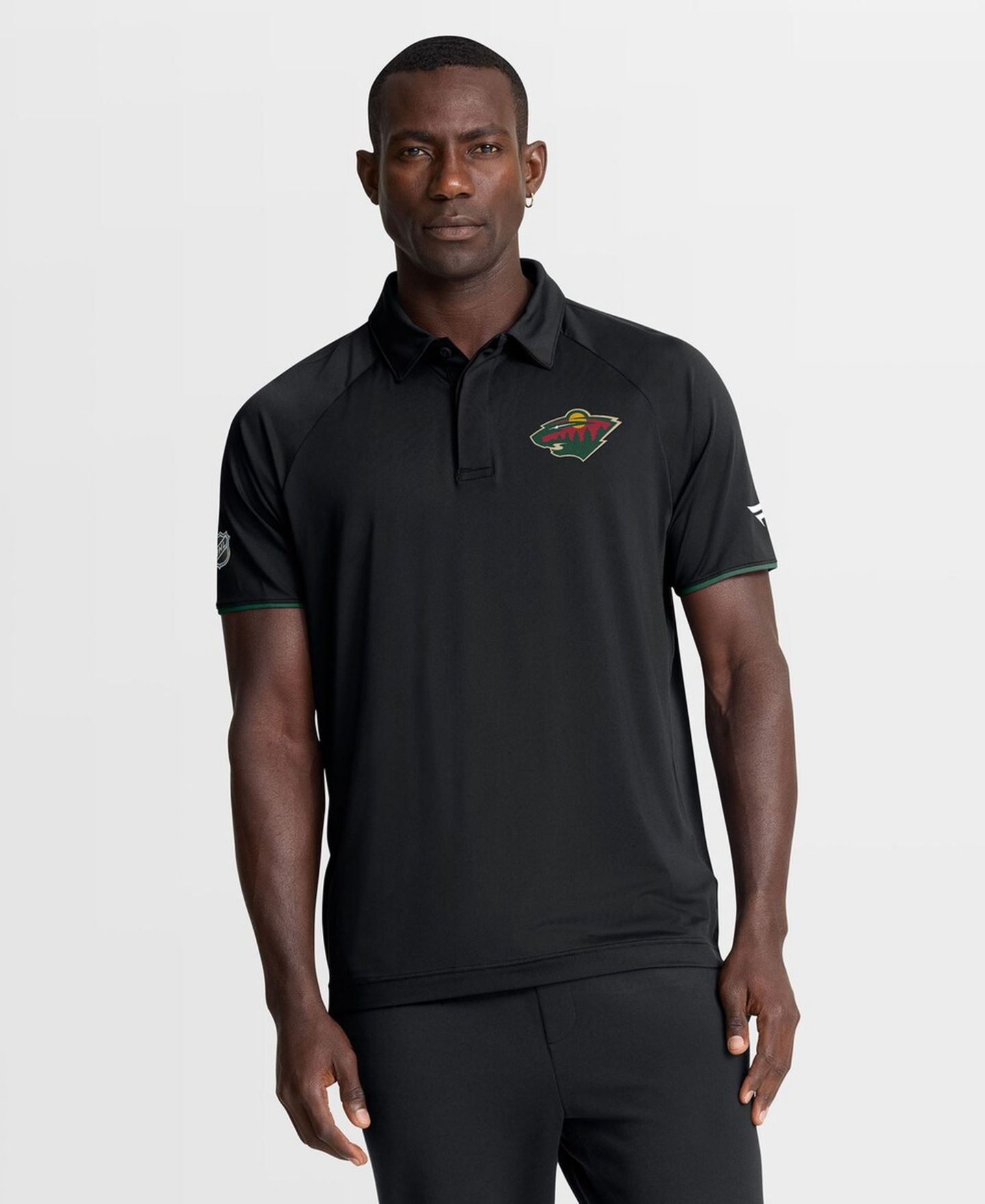 Мужское поло Fanatics Black Minnesota Wild Authentic Pro Rink Raglan Polo Shirt — фото 5