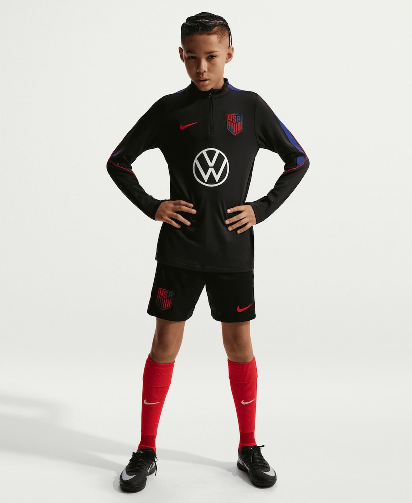 Детская тренировочная кофта Nike Usmnt 2026 Strike Dri-FIT с молнией, чёрная — фото 4
