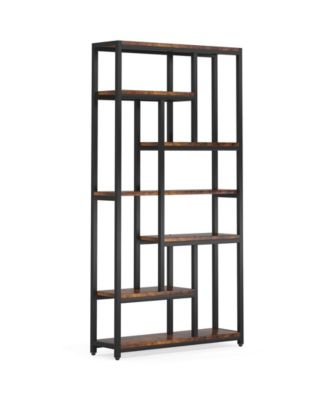 Large 7-Tier Bookcase with 10 Open Display Shelves for Books and Decor