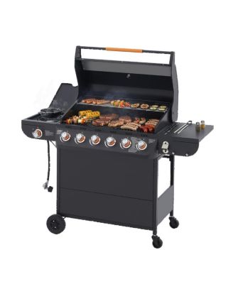 6 Burner Propane Gas Grill with Side Burner, 72000 BTU Stainless Steel Outdoor BBQ