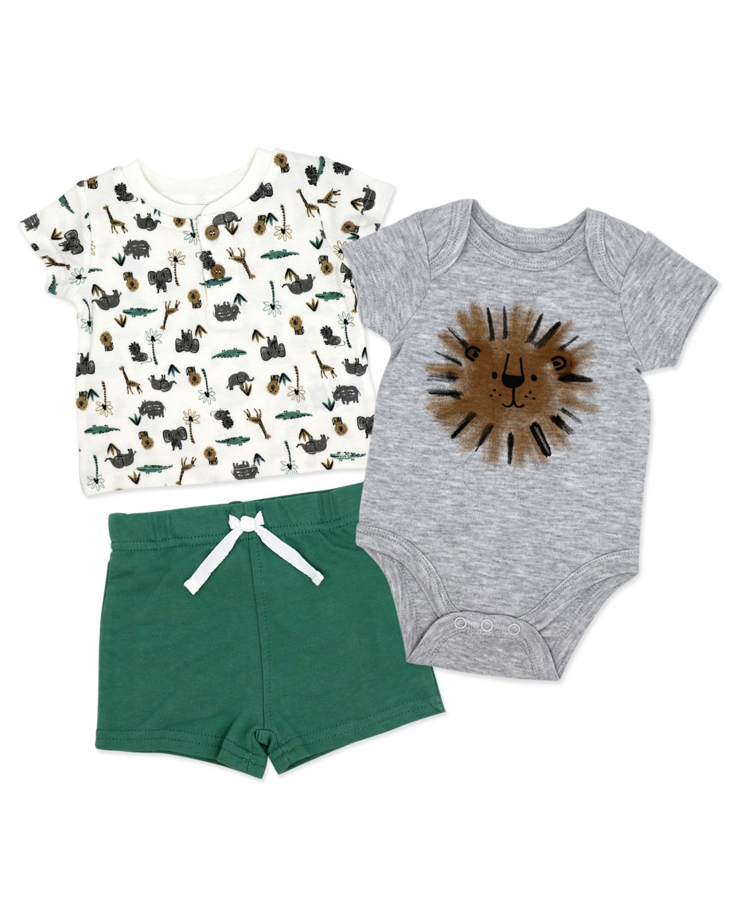 Baby Boys' Short-Sleeve T-Shirt, Bodysuit and Shorts, 3-Piece Set