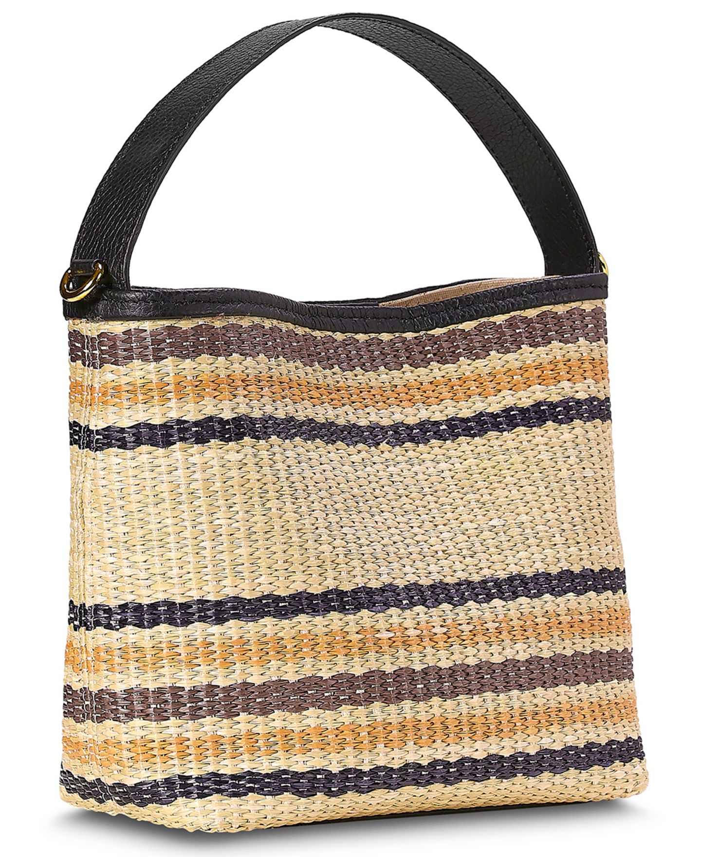 Женская сумка GiGi New York Tate Raffia Small Bucket Handbag, цвет: Натуральный разноцветный полосатый — фото 3