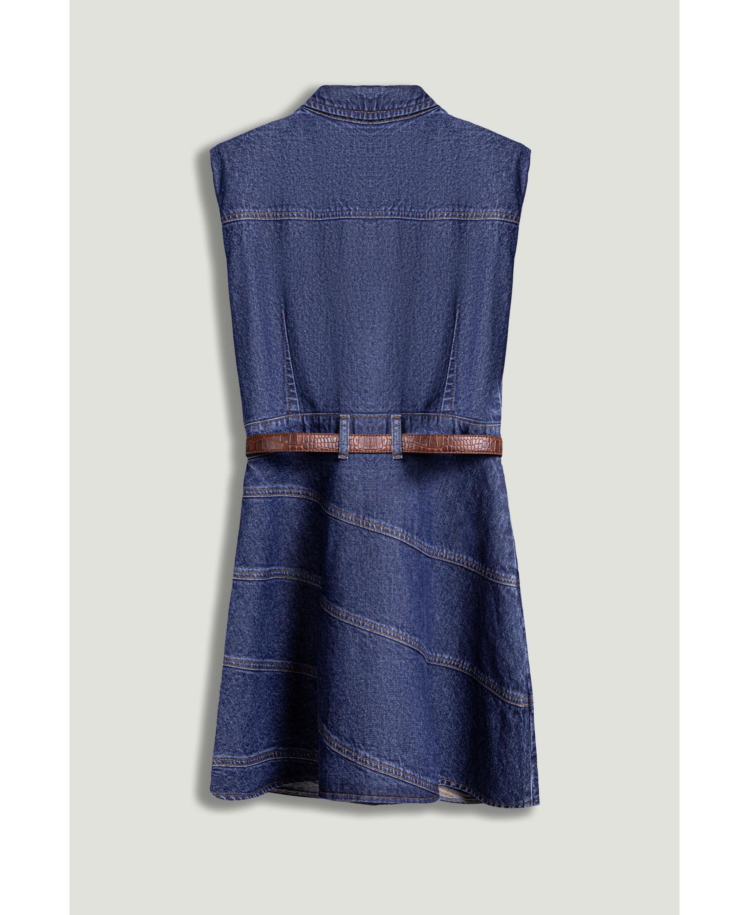 Women's Belted Denim Mini Dress