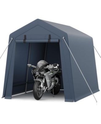 Portable Outdoor Storage Shed with Roll-Up Zipper Door and Vents, 240G Heavy-Duty Shelter Waterproof PE Tarp