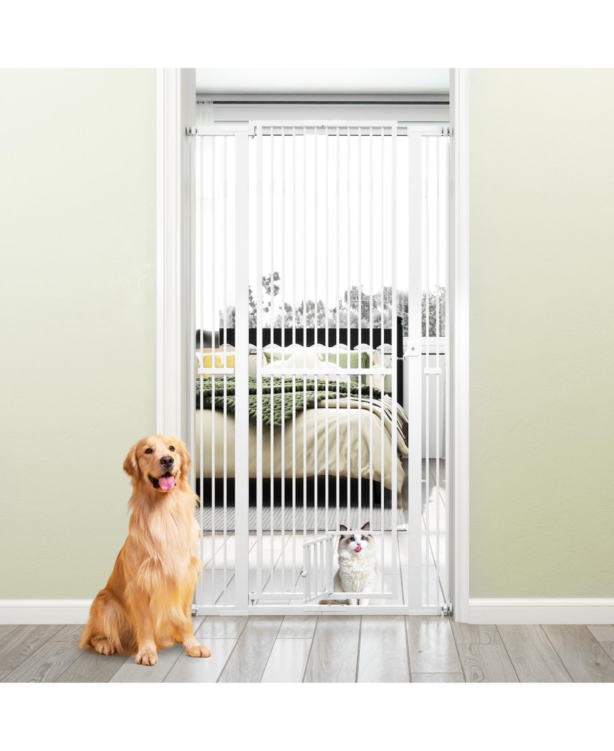 Cozito 67.5 in Extra Tall Pet Gate Heavy-Duty Metal Cat Gate with Wide Opening