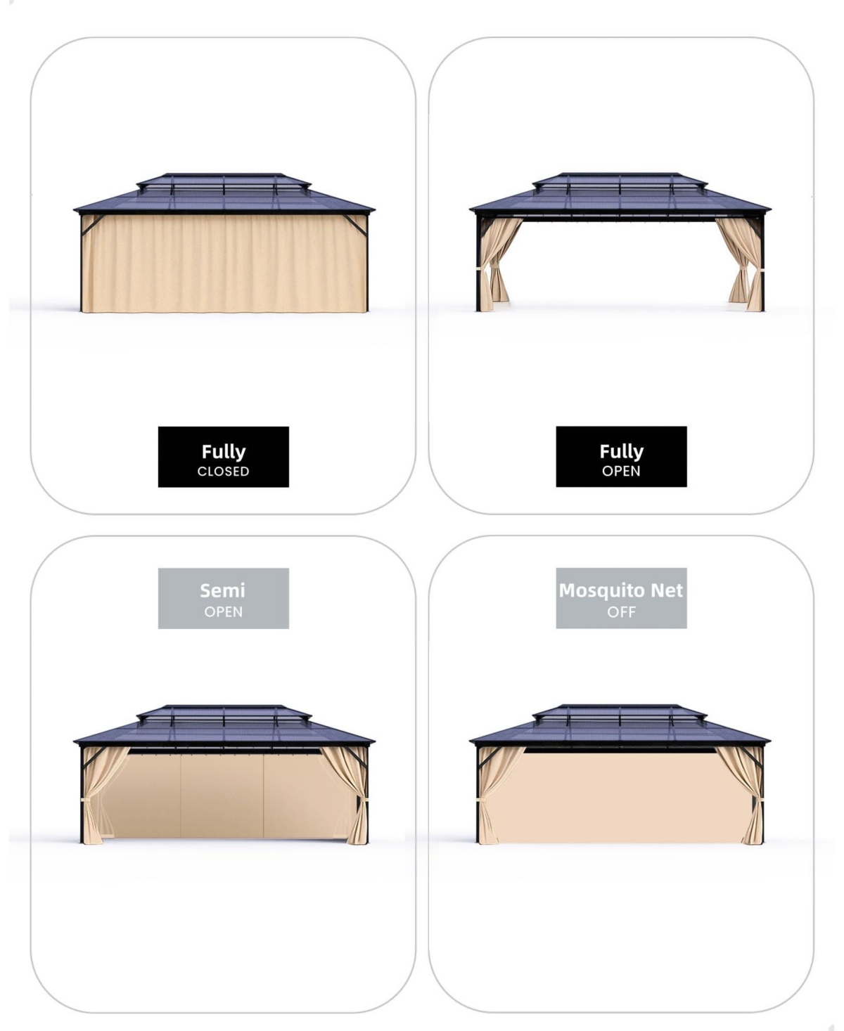 GarveeLife Heavy Duty Hardtop Gazebo 12'x16'