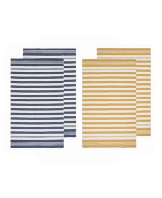 Cotton Salty Stripe Sand-Free Turkish Beach Towels, Set of 4