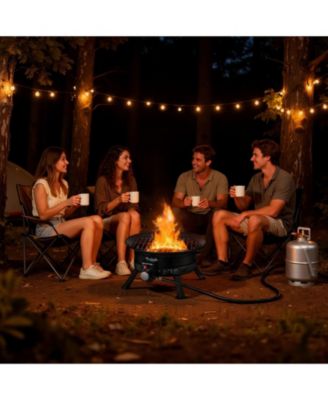 Propane Fire Pit, 19 inches 53000 BTU Portable Gas Fire Pit with Grill Grate