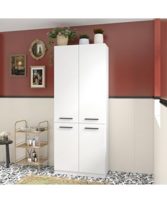 79 Inch Tall Laundry Cabinet with Hamper -   31.5" Narrow Closet with Shelves and Pull-Out Basket