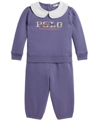 Baby Girls' Logo Fleece Collared Sweatshirt and Jogger Pants, 2-Piece Set