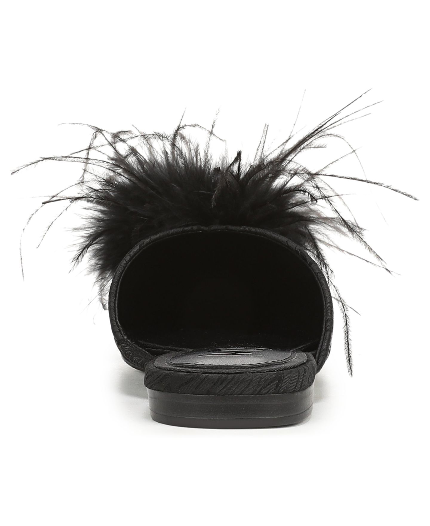 Женские сабо Sam Edelman Khai Feather Slip-On Mule Flats, цвет: Чёрный атласный — фото 3