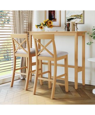 Farmhouse 48” Bar Height Dining Set with 2 Stools for Small Nook