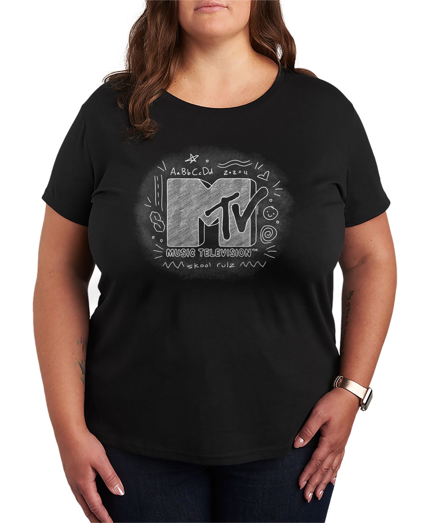 Plus Size MTV Chalkboard Logo Graphic T-Shirt