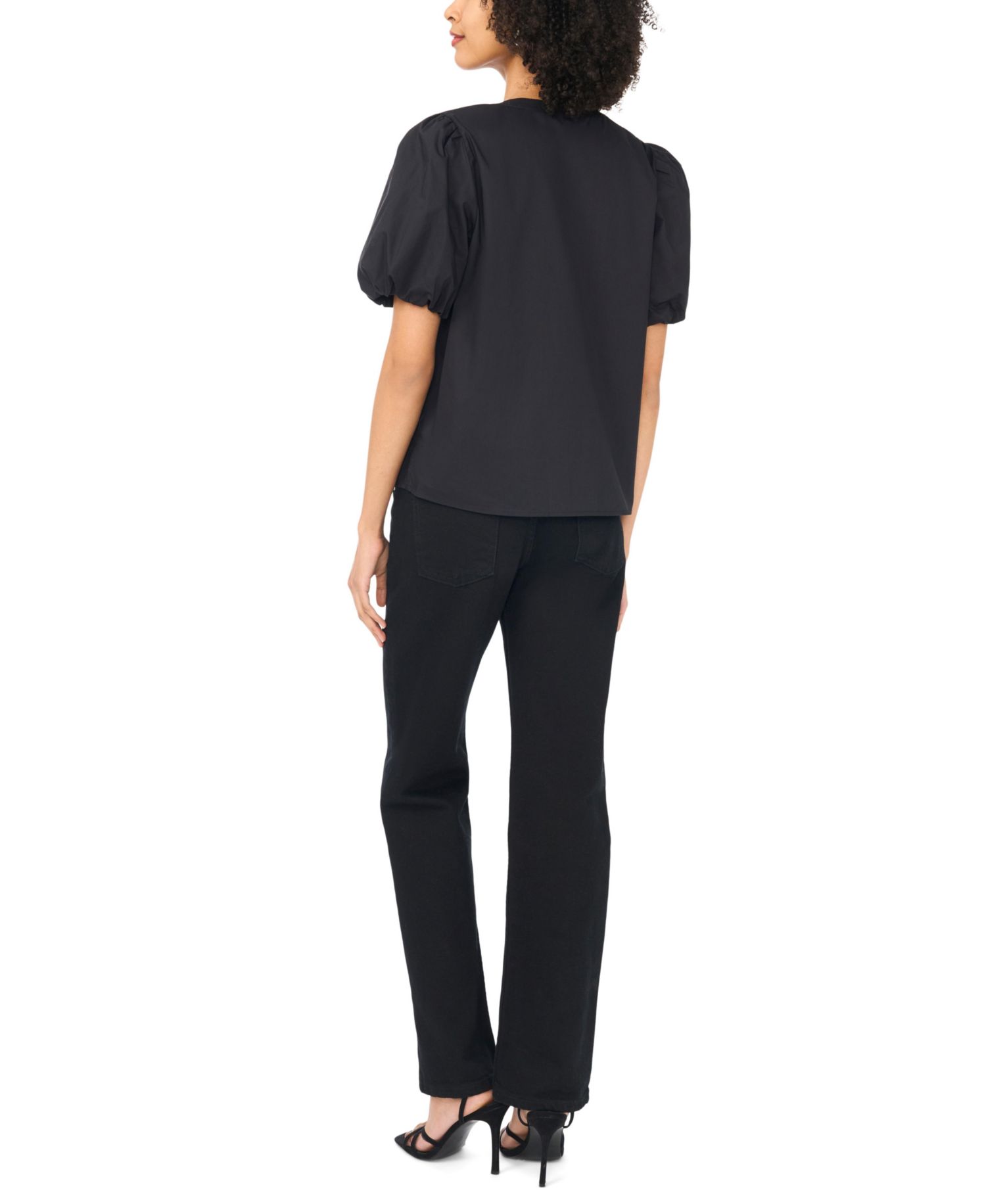 Women's Organdy Short-Sleeve Puff Blouse