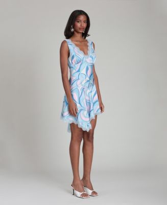 Avec Les Filles Women's Lace Trim Bias Mini Dress - Macy's