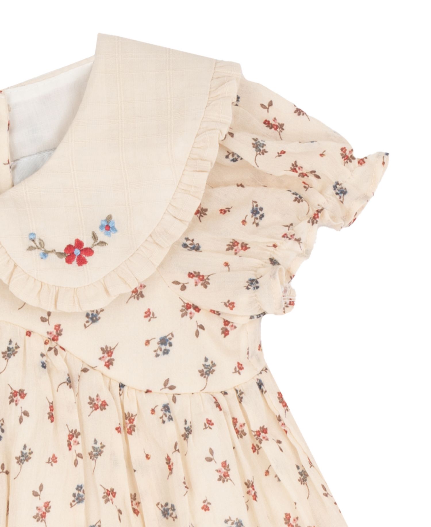 Baby Girls' Printed Ditsy Floral Cotton Voile Dress and Diaper Cover, 2-Piece Set