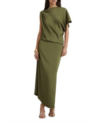 kenzie satin asymmetric draped midi dress in mauve REISS Women's Reiss mauve