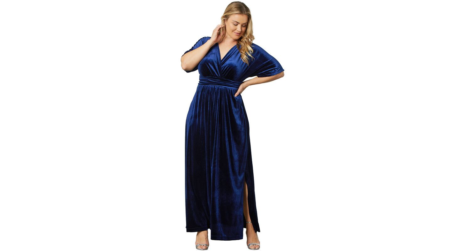 Женское платье Kiyonna Plus Size Verona Velvet Evening Gown, цвет: Тёмно-синий — фото 3