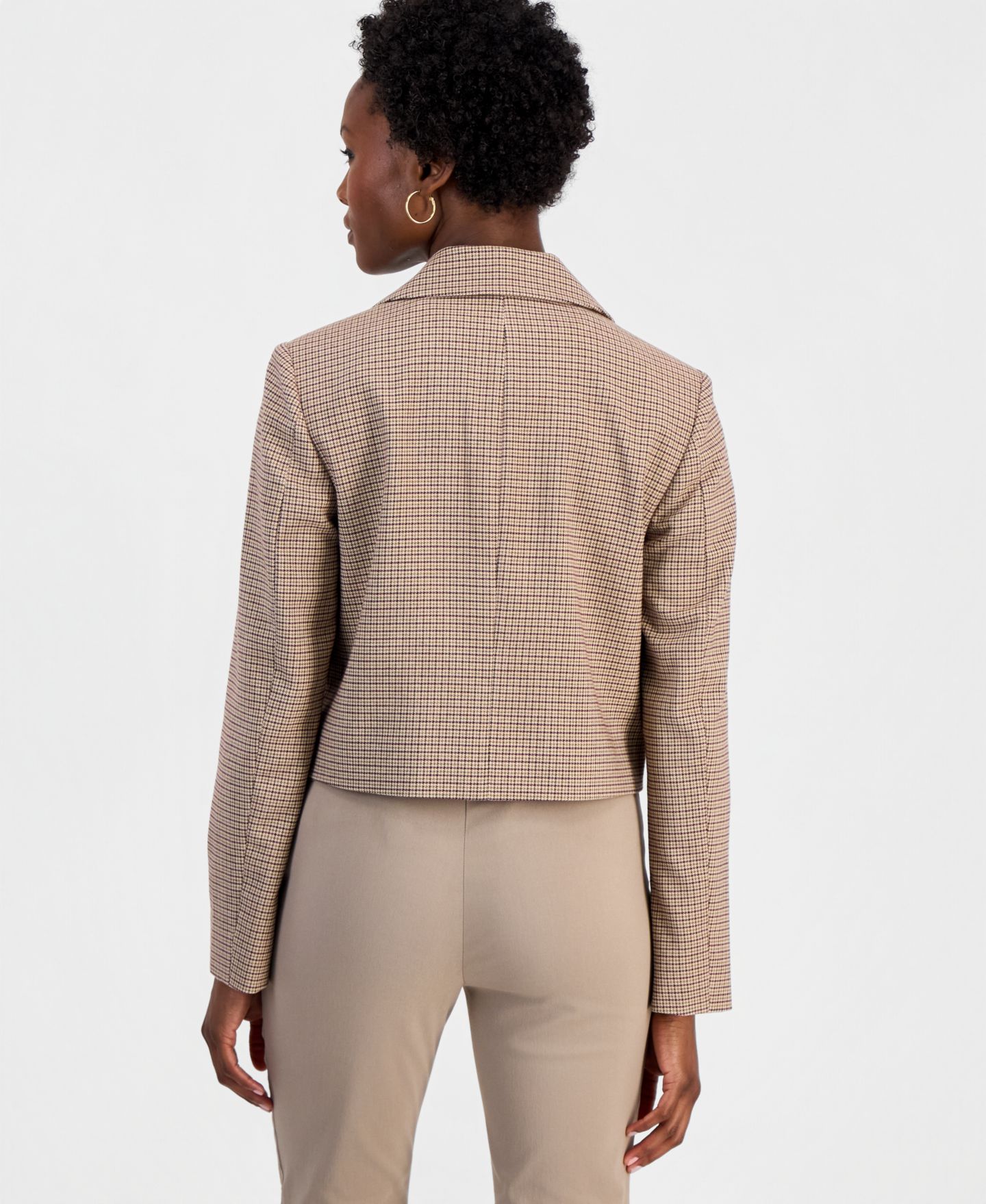 Женская куртка I.N.C. International Concepts Petite Plaid Cropped Jacket, цвет: Медный ржавый — фото 2