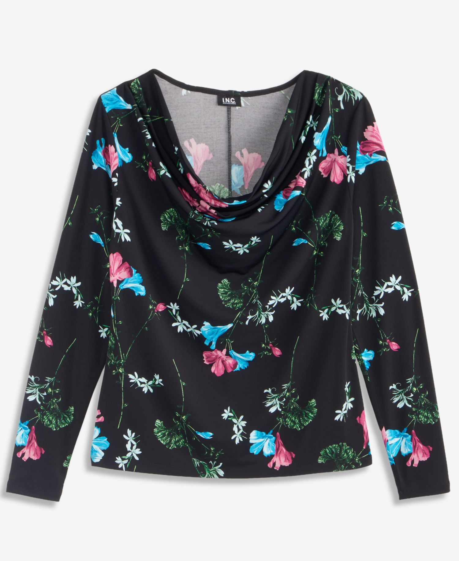 Petite Floral-Print Cowl Neck Top