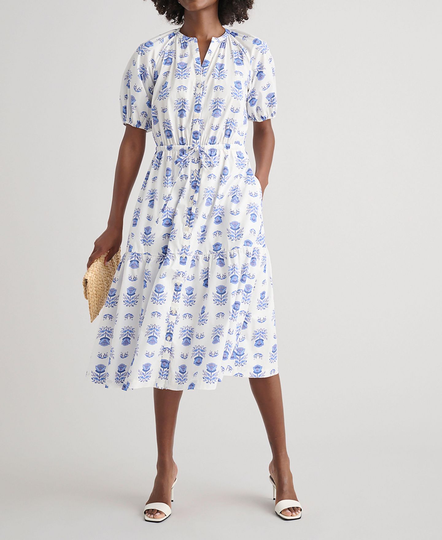 Женское платье UNTUCKit Stretch Cotton Printed Brigette Midi, цвет: Белый — фото 1