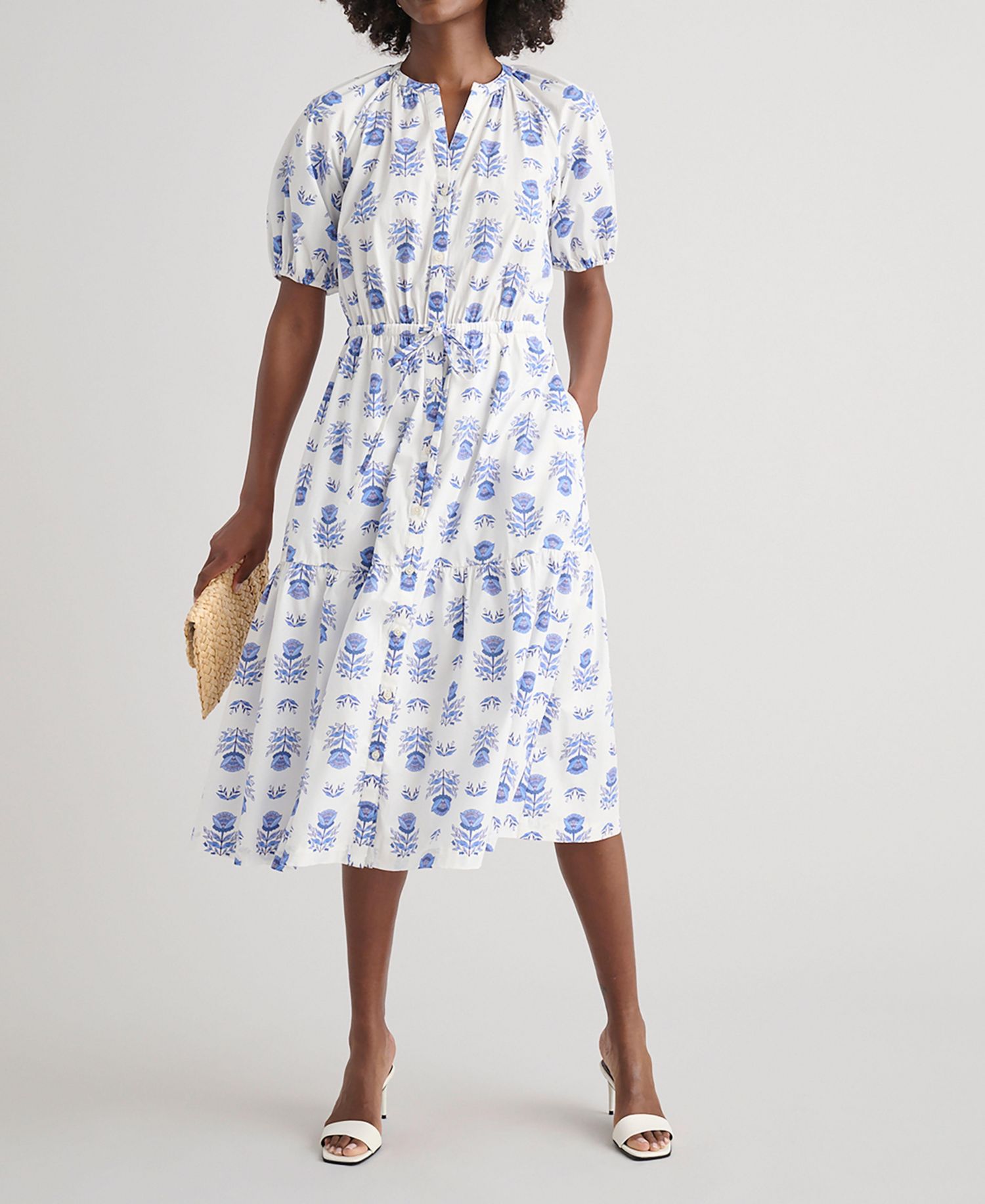 Women's Stretch Cotton Printed Brigette Midi Dress