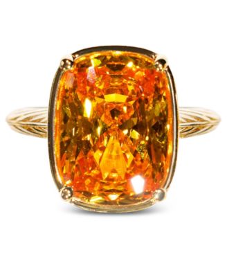 Sterling Forever Elongated Cushion Canary Cubic Zirconia Cocktail Ring - Gold
