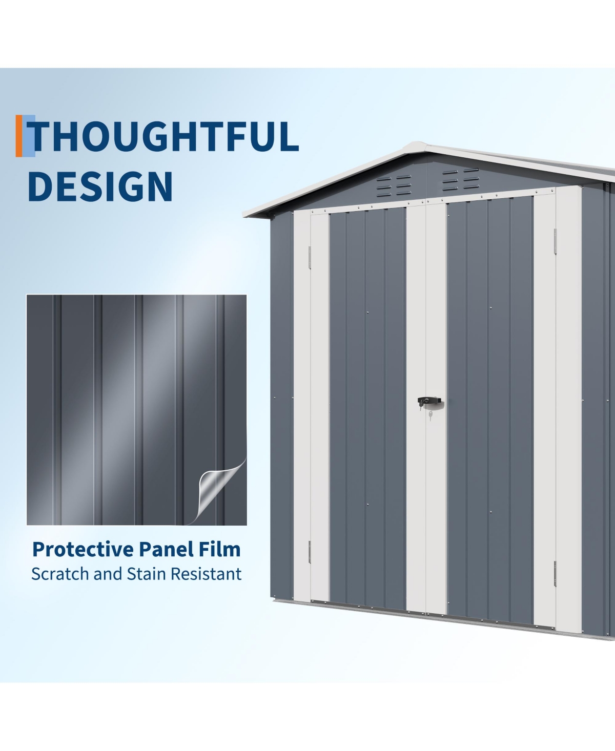 gaomon Outdoor Storage Shed, Metal Garden Tool Shed with Lockable Door & Vents, Weatherproof Backyard for Tools Lawn Equipment